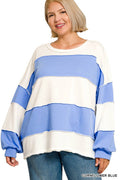 42POPS -  Plus French Terry Color Block Exposed Seam Oversized Top