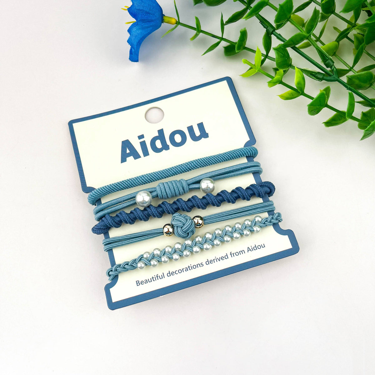 mildstyles - Minimal Pearl Knot Hair Ties Set Elastic Ponytail