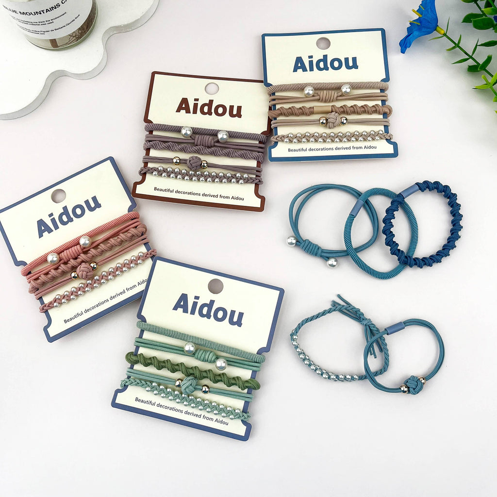mildstyles - Minimal Pearl Knot Hair Ties Set Elastic Ponytail