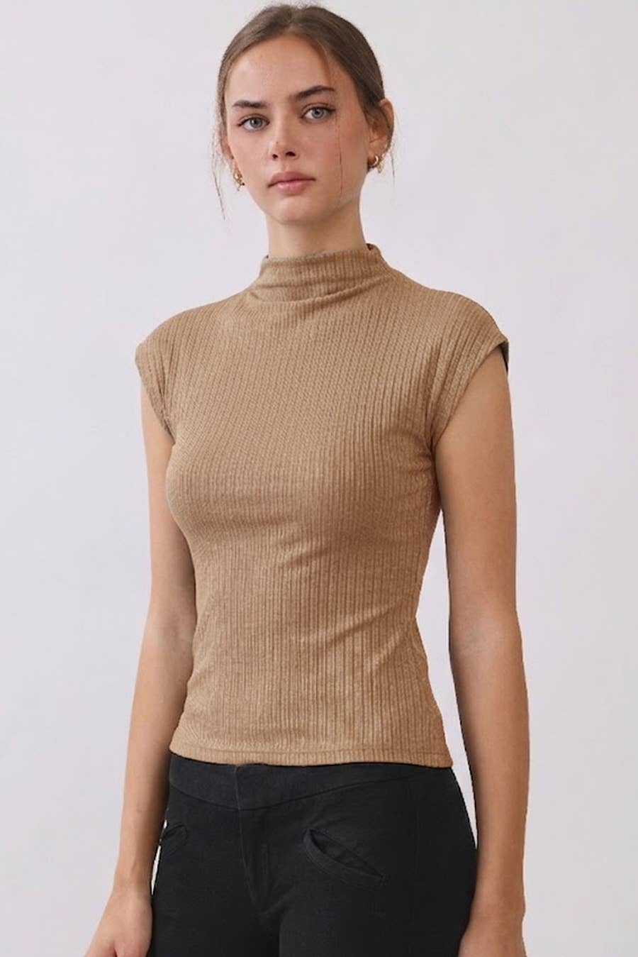 Oddi - Rib Knit Mock Neck Top