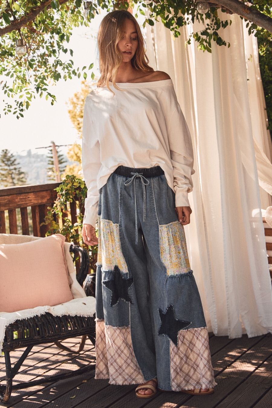 Oddi mixed fabric pants