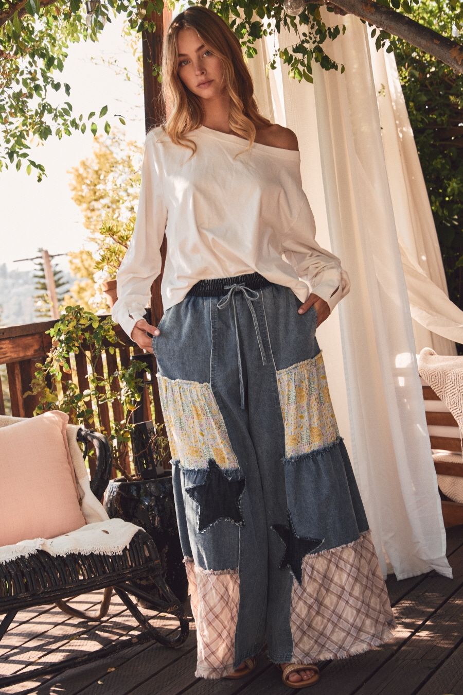 Oddi mixed fabric pants