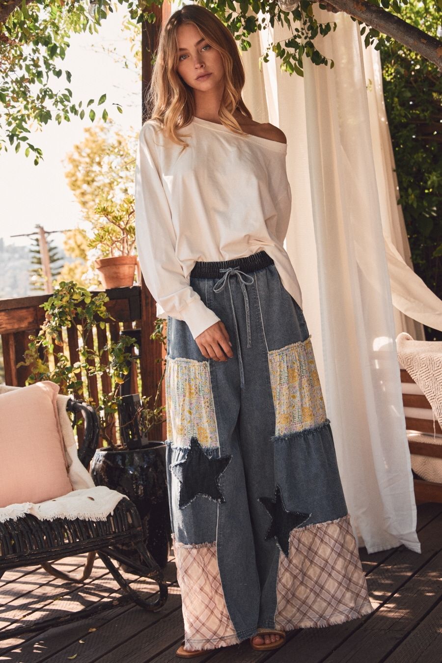 Oddi mixed fabric pants
