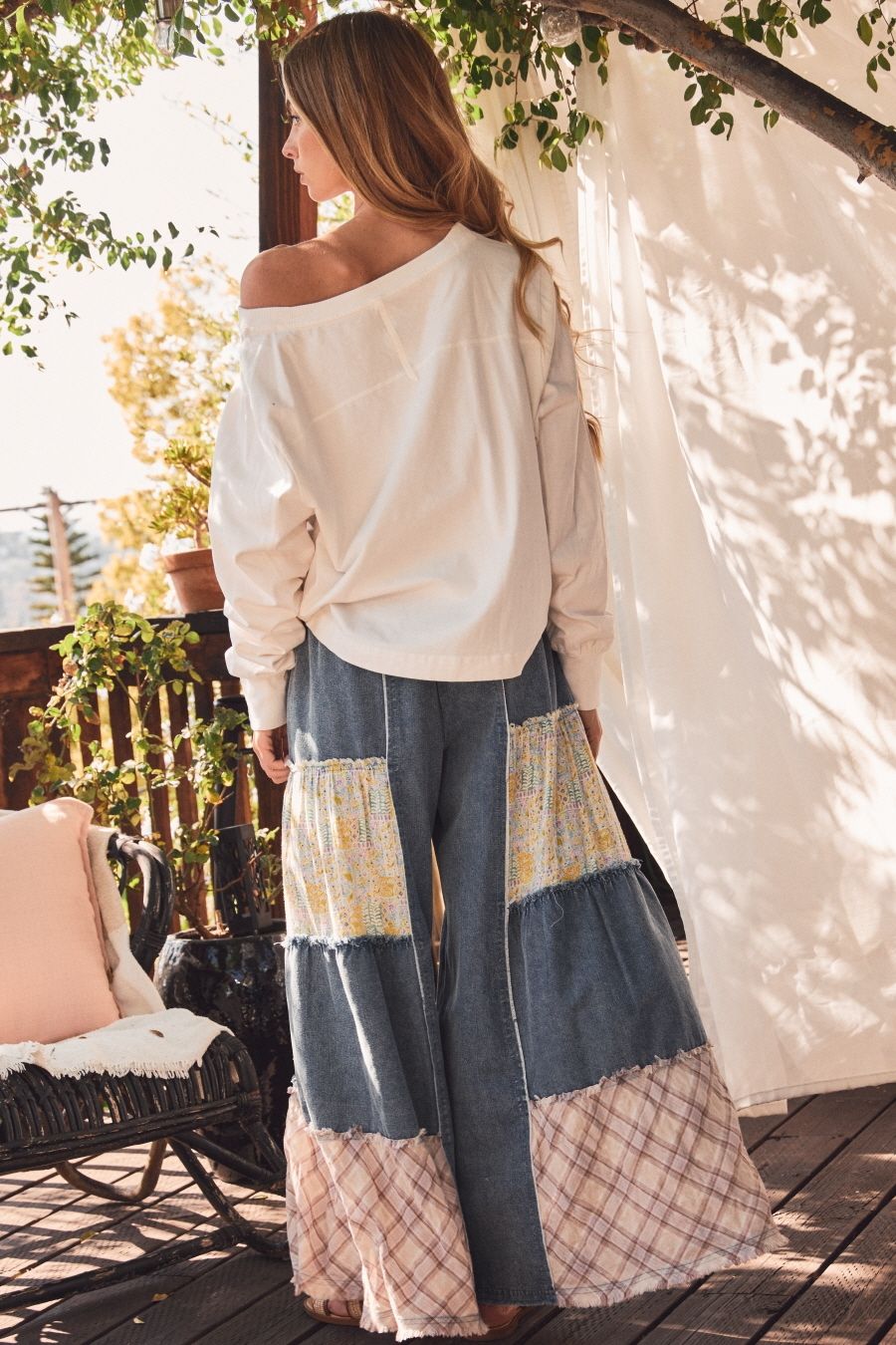 Oddi mixed fabric pants