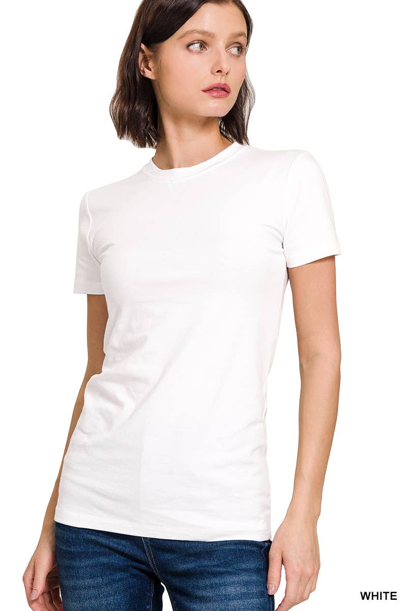 Zenana fitted Short Sleeve Crew Neck Cotton Tee