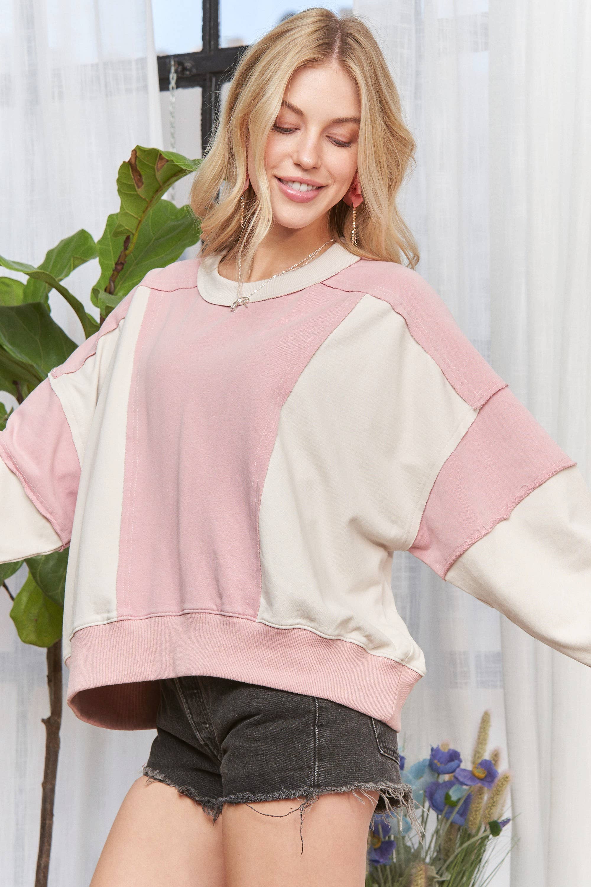 CET2677 -SOLID LONG SLEEVES SWEATER TOP