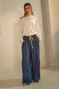 Oddi - Chambray Denim Wide Palazzo Pants