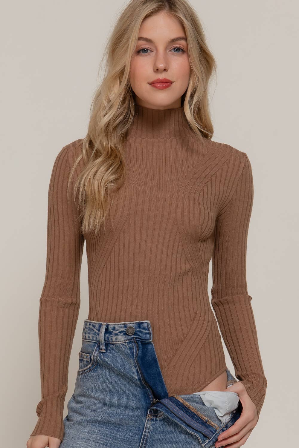 42POPS -  Long Sleeve Turtle Neck Sweater Bodysuit