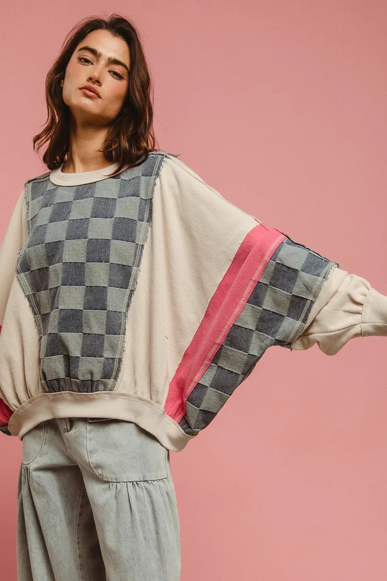 WASHED DENIM AND KNIT MIX N MATCH TOP