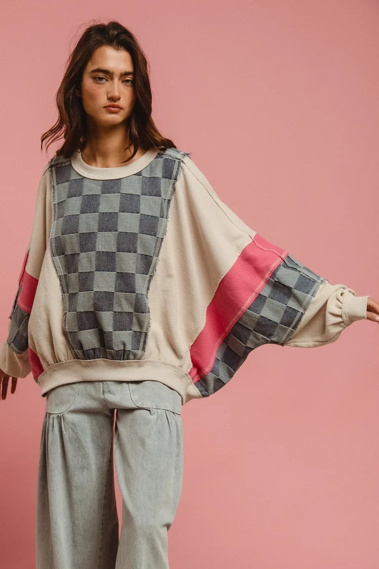 WASHED DENIM AND KNIT MIX N MATCH TOP